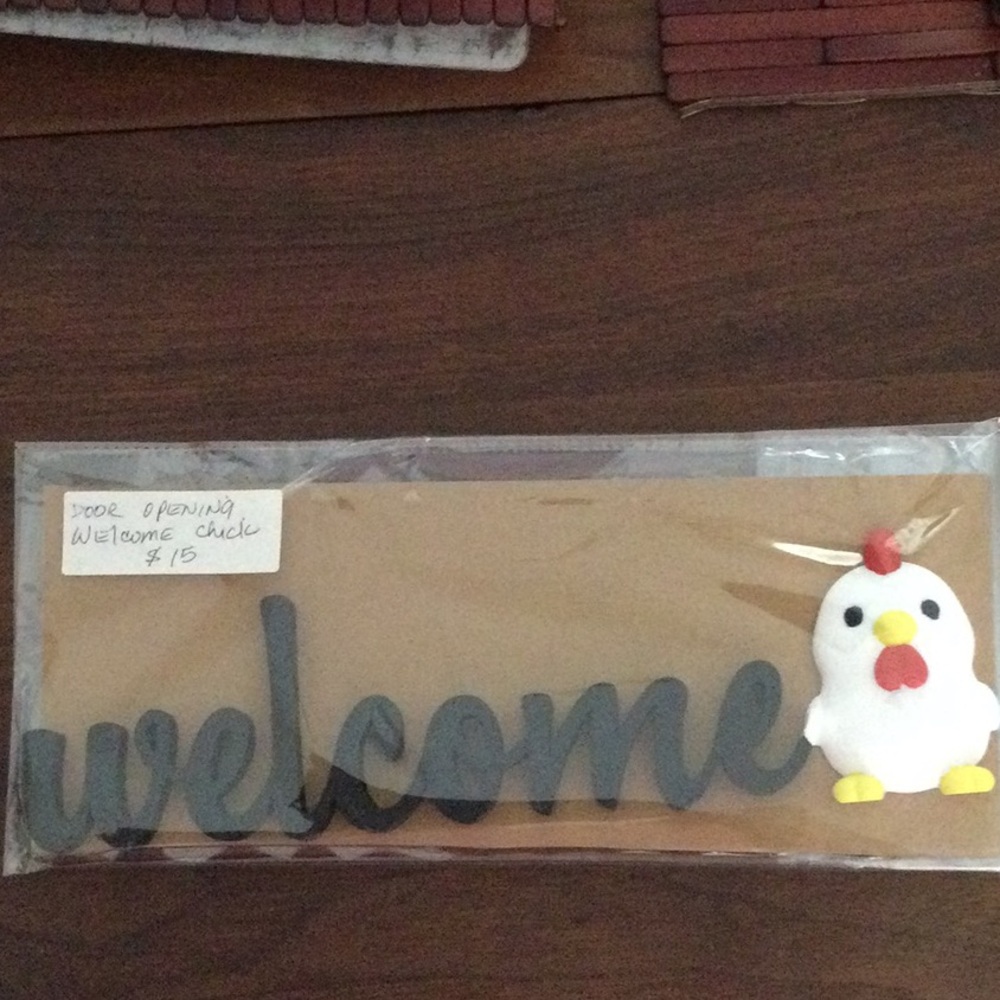 Welcome 3 printed Sign with Cute Chick Accent
